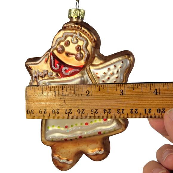 Vintage Glass Angel Ornament "Hope" Christmas Decoration 5" Gingerbread - Picture 3 of 7